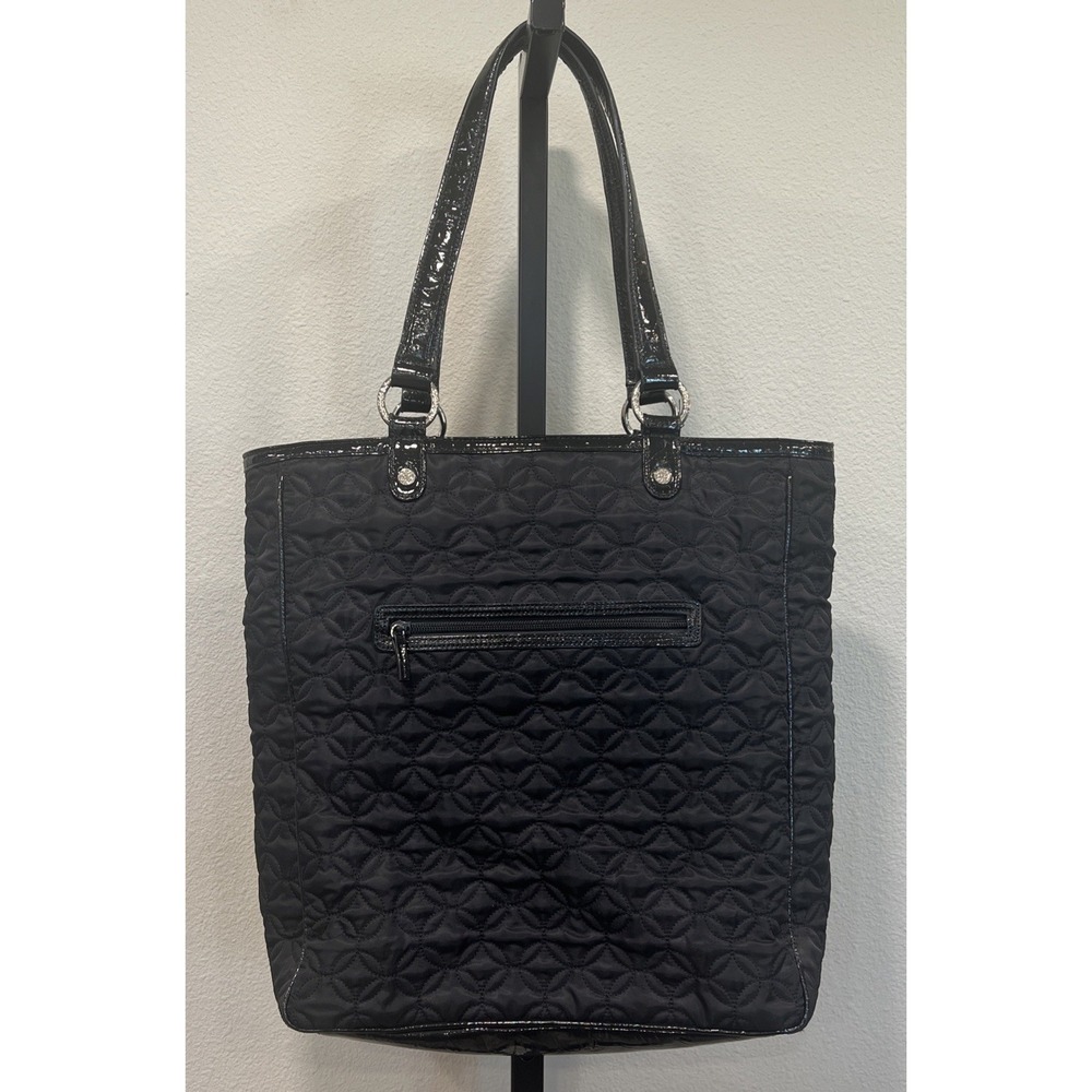 Vera Bradley Large Quilted Nylon Handbag Black EUC 14" x 12" Tote Purse Travel‎